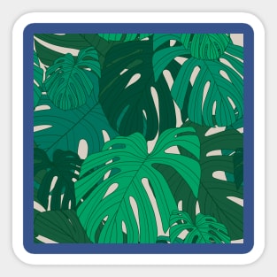 Green Monstera/Tropical moody/beige background/green leaves/monstera/large scale/summer time/cotton/exotic leaves Sticker
